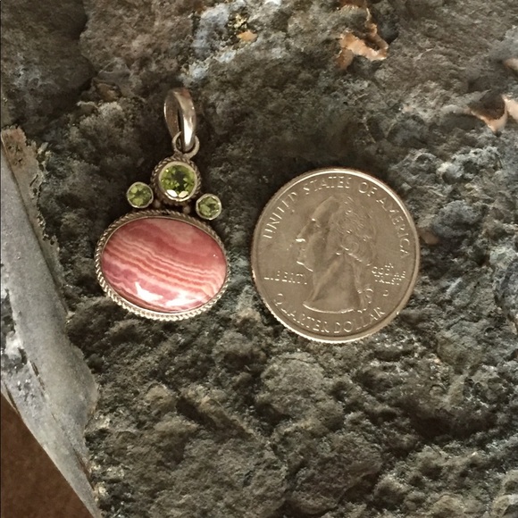 925 silver necklace charm with natural stones🖤 - Picture 3 of 5